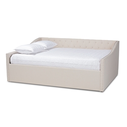 Baxton Studio Haylie Modern and Contemporary Beige Fabric Upholstered Queen Size Daybed